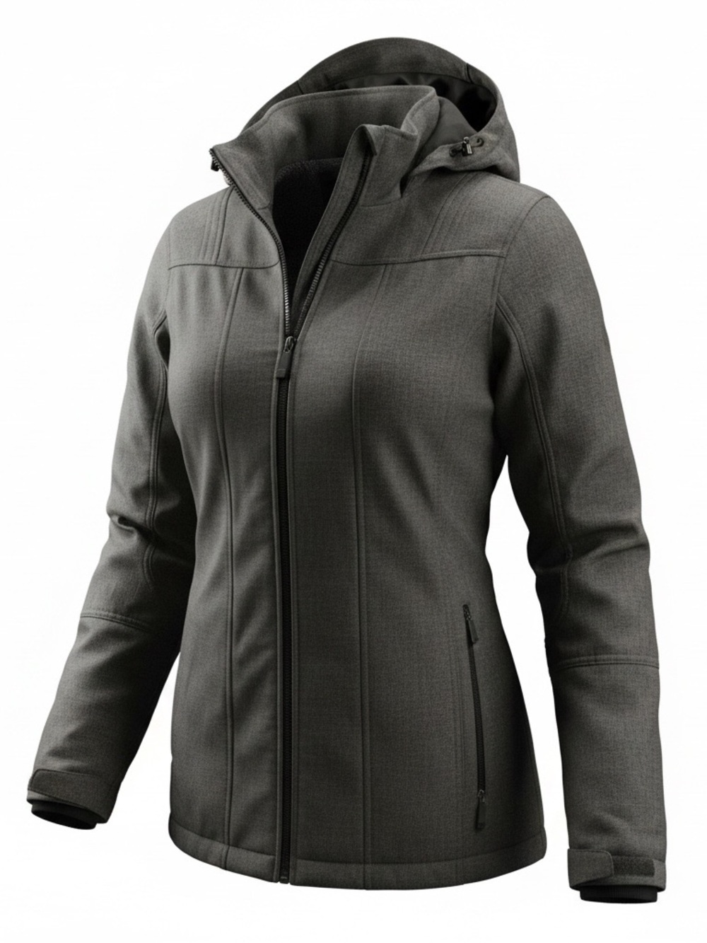 BKE est 1967 softshell hooded jacket women medium charcoal gray fleece full zip